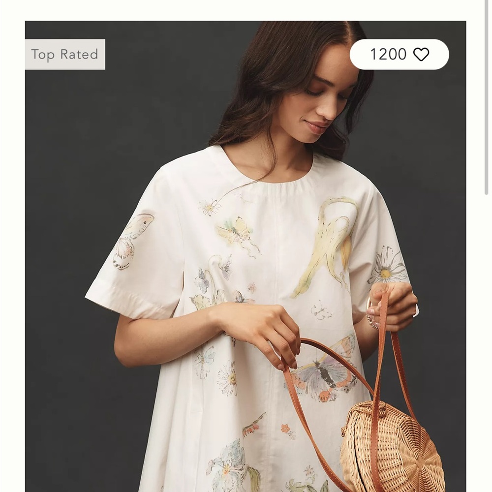 Anthropologie White Floral Tunic Brand New with tags